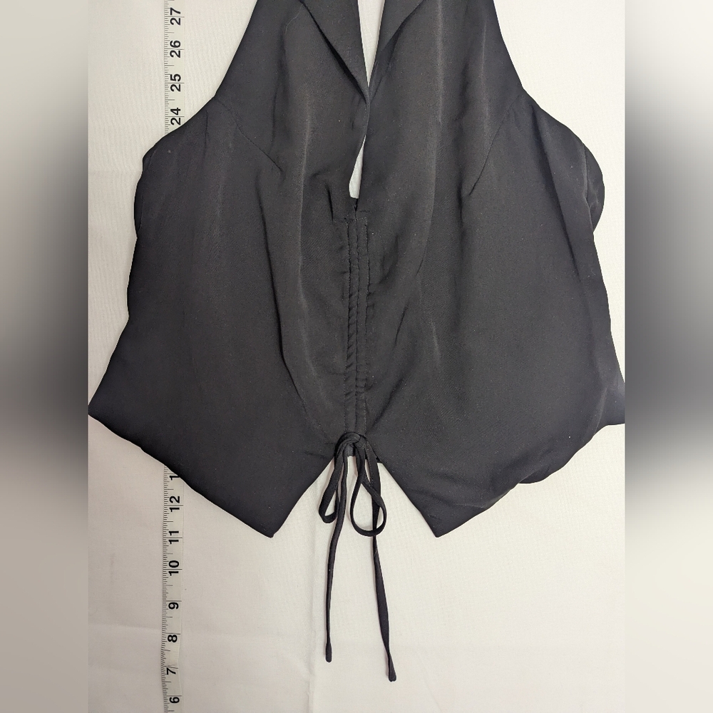 Superdown London Black Ruched Front Halter Tank Top Medium Whimsigoth - Picture 5 of 8